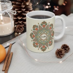 Mother's Day Mug with Heart Mandala Design, Perfect Gift for Mom, Tea and Coffee Lover, Boho Style, Eco-Friendly Ceramic
