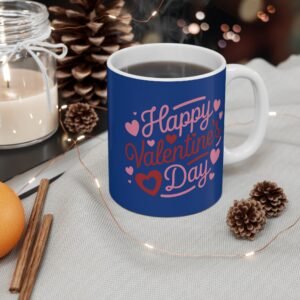 Happy Valentine's Mug - Adorable Coffee Cup Gift with Romantic Heart Graphics