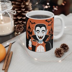 Halloween Decor Mug - Spooky Ghoulish Design - Fall Coffee Cup for Halloween Party - Vampire & Haunted House mug