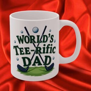 World's Tee-rific Dad Golf Mug | Perfect Gift for Father's Day, Dad's Birthday, Golf Lovers, Coffee Mug, Fun Drinkware
