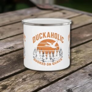 Duckaholic Enamel Camping Mug - Perfect for Outdoor Enthusiasts and Duck Hunters