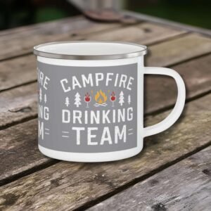 Campfire Drinking Team Enamel Camping Mug - Perfect for Outdoor Adventures & Gatherings