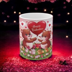 Adorable Valentine's Day Mug - Cute Bear & Bunny Design