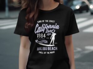 California King Coast Malibu Beach Surfer Graphic T-Shirt