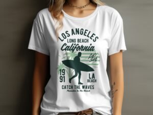 Los Angeles Long Beach California Surfing T Shirt