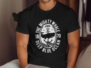 The Mighty Whale Ocean Journey Retro Graphic T-Shirt