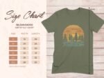 Gildan 64000 size chart for softstyle t-shirts, displaying sizes S to 3XL with width and length measurements in inches.