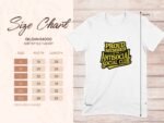 Size chart for Gildan 64000 softstyle t-shirt, featuring a "Proud Member of the Antisocial Social Club" graphic.