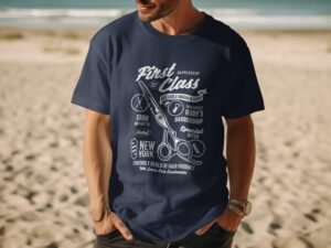 First Class Barbershop Stylish Graphic Design T-Shirt