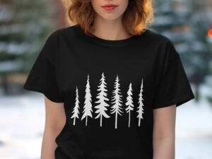 Forest Silhouette in the Night for Camping Lovers T-Shirt