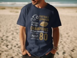 Football Champion and Player Graphic Design T-Shirt