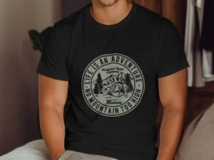 No Mountain Too High Adventure Graphic Design T-Shirt