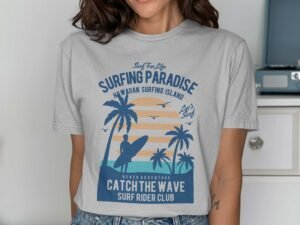 Hawaiian Surfing Island Catch The Wave Graphic T-Shirt