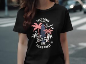 California Santa Barbara Summer Surf Life Graphic T-Shirt