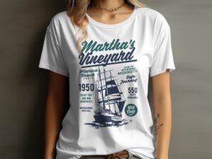 Martha's Vineyard graphic tee, 1950 Marina beach route T-shirt