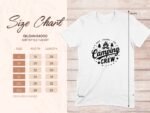 White Gildan 64000 softstyle t-shirt size chart displaying dimensions for S, M, L, XL, 2XL, and 3XL.
